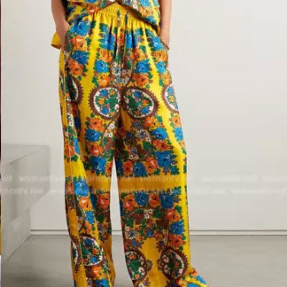 Cara Cara Yellow Floral Wide-Leg Pants